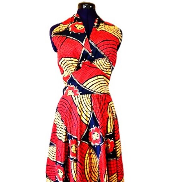 'Dottie' halter swing dress in Tribal print sz 8 - Picture 6 of 8